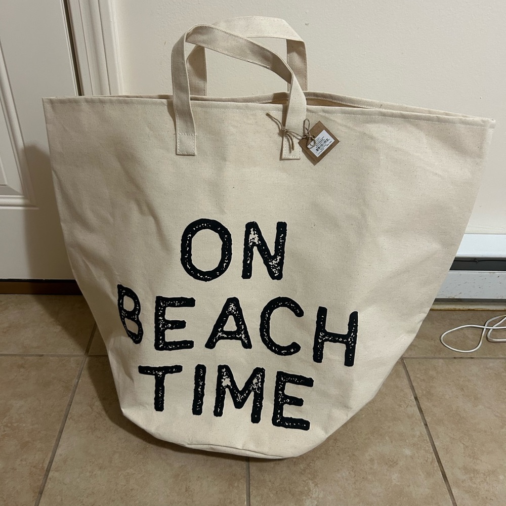 New Mudpie Large Canvas Tote “On Beach Tote “